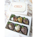 6pcs Black & White Marble with Gold Chocolate Strawberries Gift Box